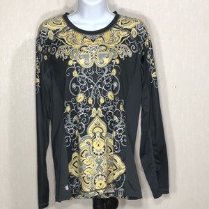 Athleta Black and Gold Long Sleeve Top